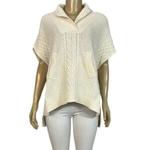 Parkhurst Cream Knit Pocho with Kangaroo Pocket and Shawl Collar
